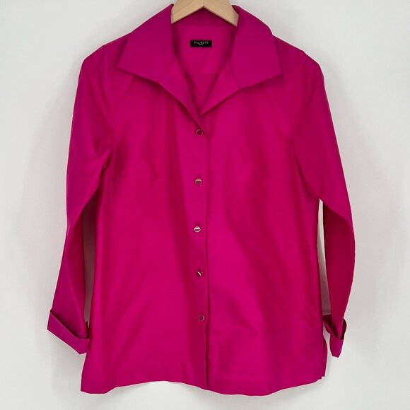 Talbots Tops - Talbots Womens Silk Button Up Blouse Size L? Petite Fuchsia Long Sleeve